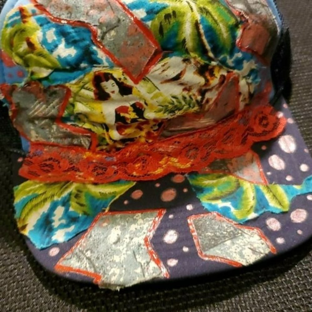 Trucker Hat, Custom Patchwork Euc - image 2
